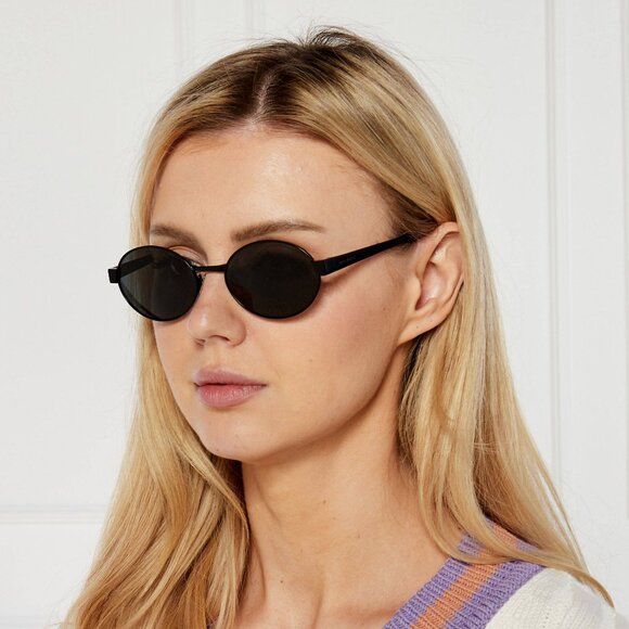 NEW SL692 001 SAINT LAURENT SUNGLASSES WOMEN ROUND BLACK EYEWEAR - Picture 3 of 5